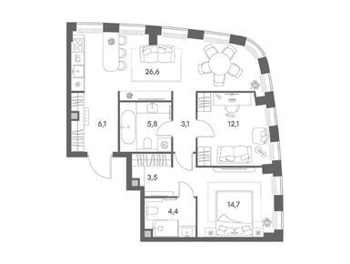 Планировки двухкомнатные в Клубный дом «Энигмия»