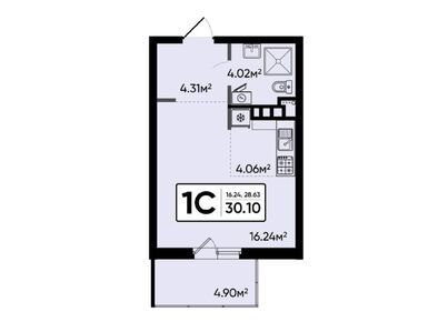 1-комнатная 30.10 кв.м, ЖК «Северный Квартал», 4 349 434 руб.