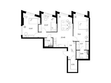 Планировки трехкомнатные в Ильинские луга