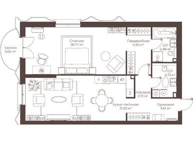 1-комнатная 83.25 кв.м, Клубный дом «Воронцовъ», 123 102 549 руб.