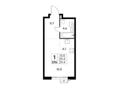 1-комнатная 29.40 кв.м, ЖК «Куркино», 10 514 810 руб.