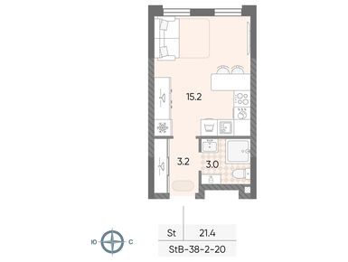 Студия 21.42 кв.м, ЖК «Лучи», 8 781 276 руб.