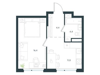 Планировки однокомнатные в Левел Лесной