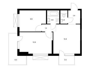 Планировки 2-к. апартаменты в Большая Академическая 85