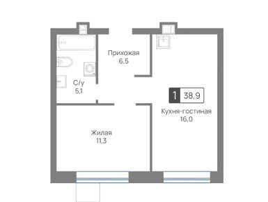 1-комнатная 38.90 кв.м, ЖК «Лесная Отрада», 8 901 938 руб.