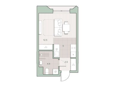 Студия 24.40 кв.м, ЖК «Среда на Лобачевского», 18 112 120 руб.