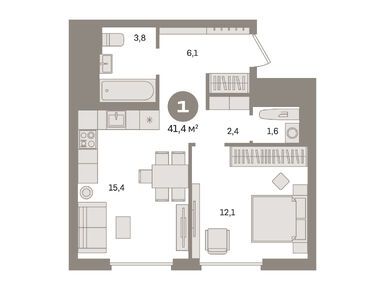 Планировки однокомнатные в ЖК «Квартал Герцена»