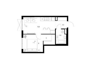 Планировки однокомнатные в Кавказский бульвар 51