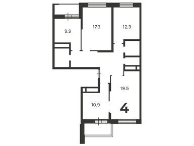 Планировки четырехкомнатные в Жилой дом «6-я Радиальная ул., д. 7/6, к. 1»