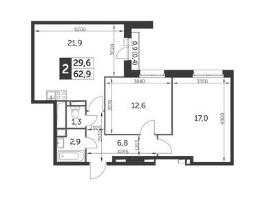 2-комнатная 63.00 кв.м, ЖК «Настроение», 19 178 371 руб.