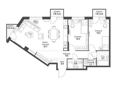 Планировки трехкомнатные в Sokolinn Park (Соколинн Парк)