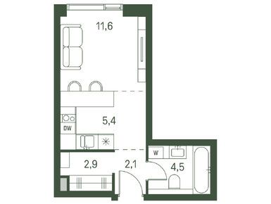 Планировки студии в ЖК Moments (Моментс)