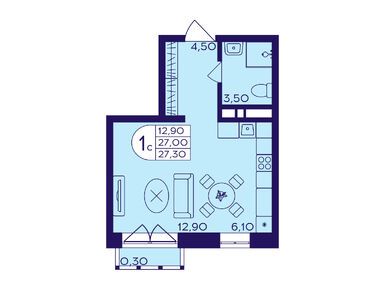 Студия 27.30 кв.м, ЖК «Героев», 6 718 530 руб.