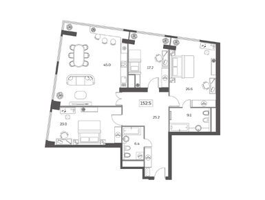 4-комнатная 152.50 кв.м, ЖК Sky House (Скай Хаус), 73 814 271 руб.