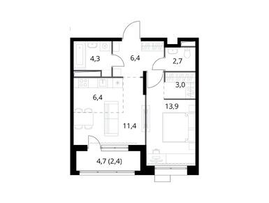 Планировки двухкомнатные в ЖК «1-й Саларьевский» (Первый Саларьевский)