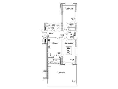2-комнатная 74.60 кв.м, ЖК «Династия», 36 927 000 руб.
