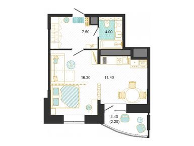 Студия 41.40 кв.м, ЖК «Оптима», 6 694 380 руб.