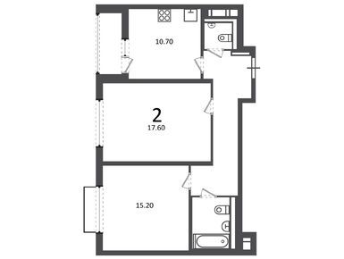 Планировки двухкомнатные в Жилой дом «Базовская ул., д. 24Б»