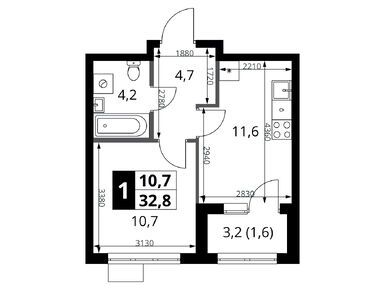 Планировки однокомнатные в ЖК «1-й Ясеневский» (Первый Ясеневский)