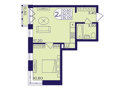 Планировки двухкомнатные в ЖК «Героев»