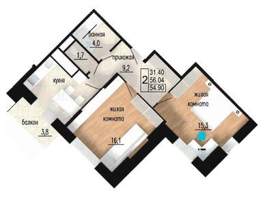 Планировки двухкомнатные в ЖК «Литейный»