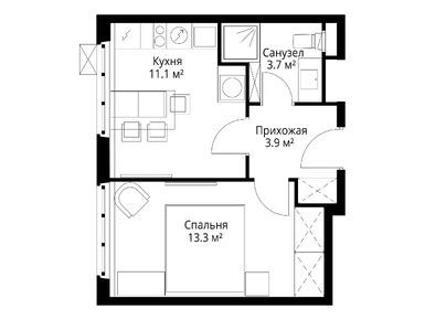 1-комнатная 32.00 кв.м, ЖК «У реки. Эко Видное 2.0», 7 322 614 руб.