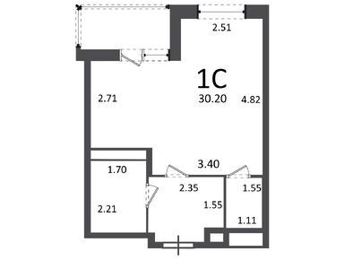 Планировки студии в Жилой дом «Генерала Пилипенко ул., д.1, к. 3»