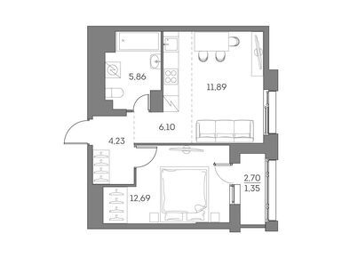 Планировки двухкомнатные в ЖК «Аквилон Бисайд 2.0»