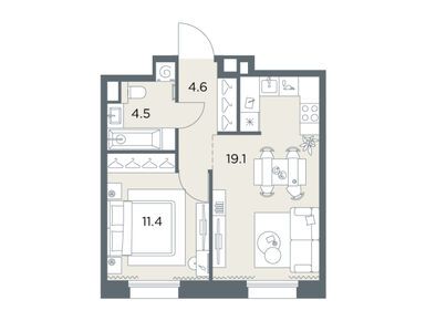 1-комнатная 39.60 кв.м, ЖК «Станиславский», 13 266 000 руб.