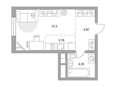 Студия 24.08 кв.м, ЖК «Аникеевский», 5 663 642 руб.