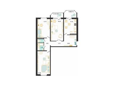 Планировки трехкомнатные в ЖК «Оптима»