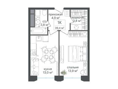 Планировки 1-к. апартаменты в МФК «Варшавские ворота»