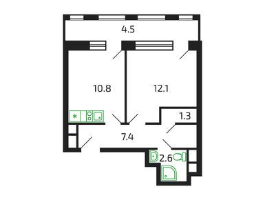 Планировки однокомнатные в ЖК «Брусчатый поселок»
