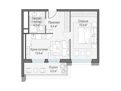 1-комнатная 44.70 кв.м, Квартал Foriver (Форивер), 33 390 000 руб.