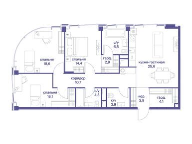 Планировки трехкомнатные в ЖК «Начало»