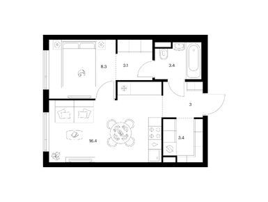 1-комнатная 37.60 кв.м, Руставели 14, 20 446 880 руб.