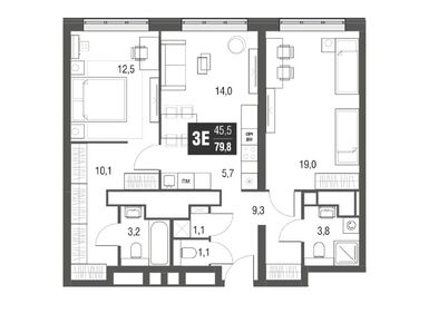 Планировки трехкомнатные в Жилой комплекс AFI Tower (АФИ Тауэр)