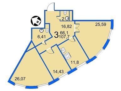3-комнатная 108.00 кв.м, ЖК в районе Левобережный, мкр. 1а, 32 400 000 руб.