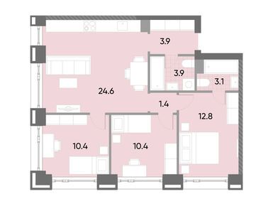 Планировки трехкомнатные в ЖК «ВЕЙВ»
