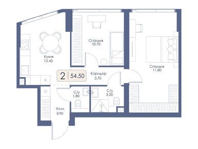Планировки двухкомнатные в ЖК «А22»