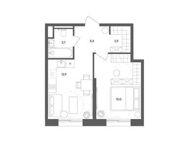 Планировки однокомнатные в ЖК STONE Sokolniki (Стоун Сокольники)