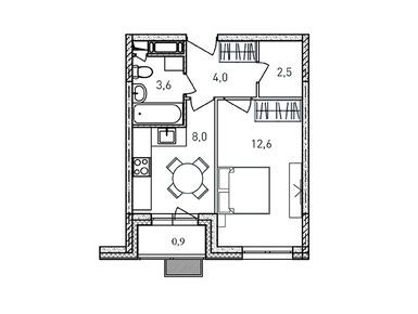 Планировки однокомнатные в ЖК «Квартал Светлый»