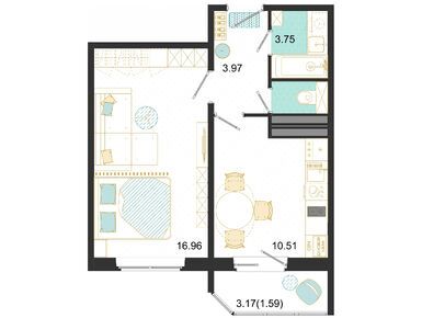 Планировки однокомнатные в ЖК «Оптима на Текстильщиков»