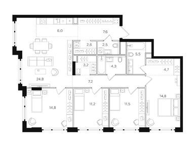 Планировки четырехкомнатные в ЖК «НАЗАРÉ» («Мангазея в Богородском»)