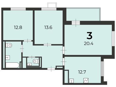 Планировки трехкомнатные в Жилой дом  «Лавочкина ул., д. 6»