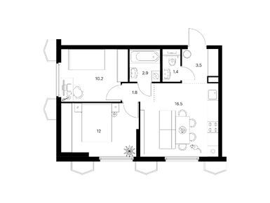 Планировки двухкомнатные в Бусиновский парк