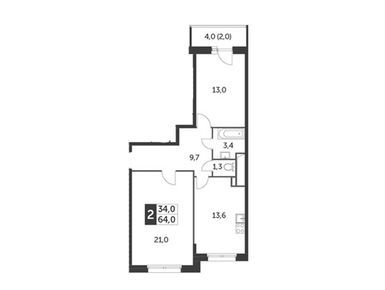 2-комнатная 64.00 кв.м, ЖК «Настроение», 22 839 720 руб.