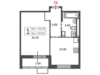 1-комнатная 37.45 кв.м, Жилой дом «3-я Прядильная ул., влд. 4», 13 141 792 руб.