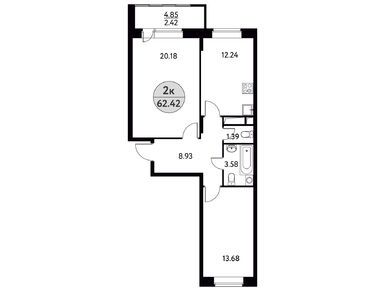 2-комнатная 62.42 кв.м, ЖК «Солнечная Долина», 8 819 573 руб.