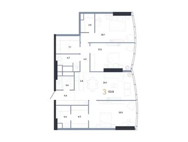 Планировки трехкомнатные в ЖК «Аурус Резиденции»
